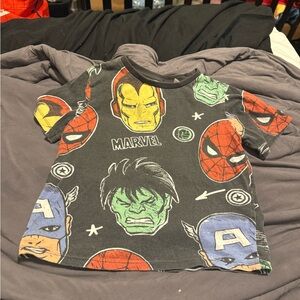 H&M Marvel Kids Black Superhero Face Print Tee